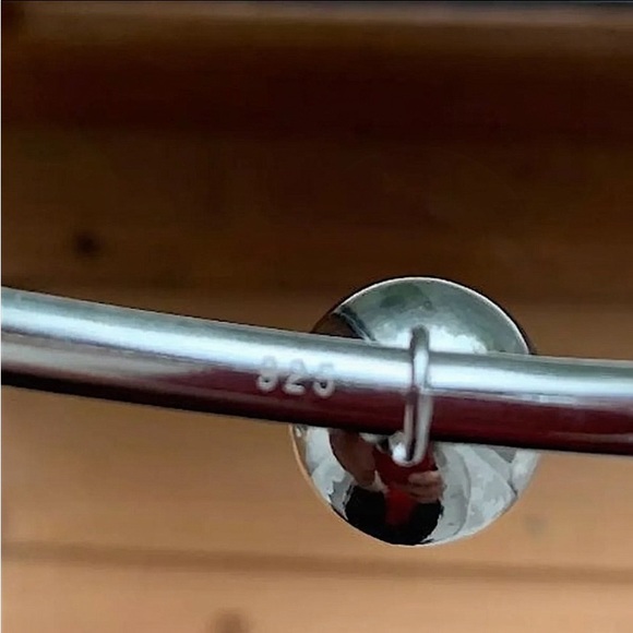 Ball Charm Sterling Silver Bangle Bracelet Ring Set - Picture 5 of 14